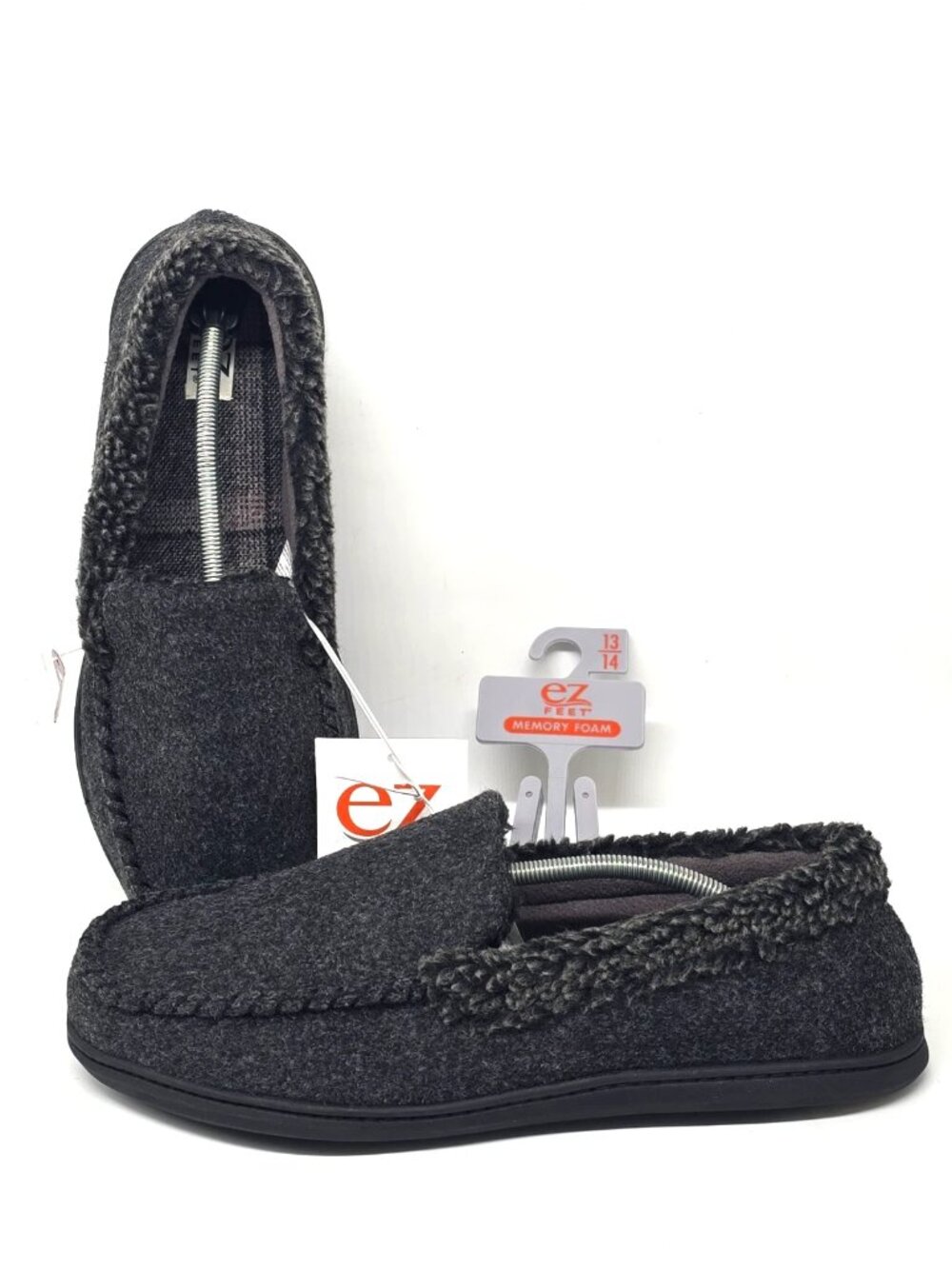 EZ Feet Memory Foam Slip-on Gray Slippers Men's Size 13/14 XL Wide Width